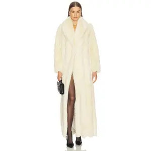 LOBA Luciana Faux Fur Maxi Coat in Cream