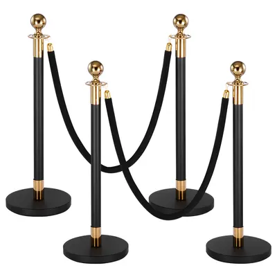 6 Pack Stainless Steel Stanchions With 4 Black Velvet Ropes - Crowd - View #3