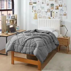 Solid Charcoal Reversible Twin XL Comforter