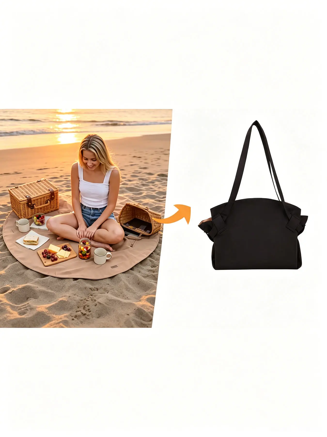 Large Capacity Convertible Lightweight Picnic Mat Tote Bag, 2-in-1 Waterproof Shoulder Carryall That Unfolds into a Picnic Blanket, Multi-Functional Bag for Outdoor & Everyday Life