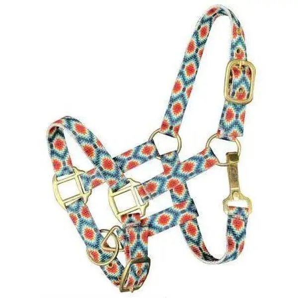 Premium nylon Blue/Red Southwest halter with brass hardware-Pony