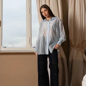 Bianca Vela Lace Shirt — Sheer Italian Blouse with Signature Back Detail