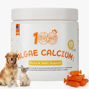 X100BEST Pet Collagen Liquid Calcium Softgels for Dogs & Cats - 96% High Absorption Algae Calcium with Vitamin D3 K2 & Bioactive Collagen Peptides - Supports Pet Bone Density & Joint Health -120 Count