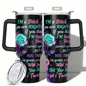 Stainless Steel Insulated Tumbler with Lid, Reusable Vacuum Insulated Flask, 40oz 30oz 22oz 20oz 14oz, Double Wall Vacuum Insulated Water Bottle Hot Cold 24 Hours, Leakproof Travel Mug with Rose and Smoke Gift for Women Men Kids, Insulated Cups