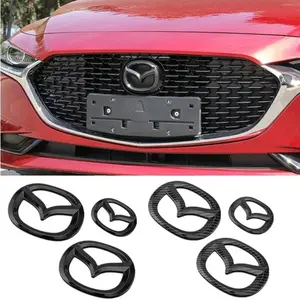 For Mazda 3 Axela 2020 ABS Car Logo Steering Wheel Sticker Front Grille Rear Trunk Tailgate Emblem Carbon Badge Accessories