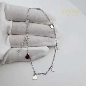 Sterling Silver Anklet – Dainty Disc Chain