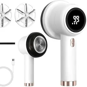 Professional 6-Blade Electric Fabric Shaver - Rechargeable & Portable, 3-Speed LED Display, 2600mAh Battery, Lint Collector for Clothes/Sweaters/Furniture - Fast Hair Removal, Home & Travel Use