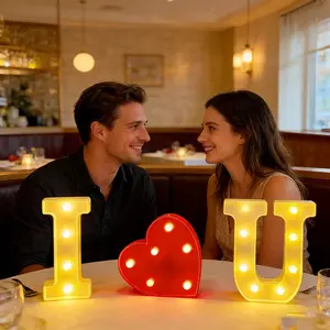 3-Piece 'i Love You' LED Marquee Letter Light Sign, 21.8cm Warm, Battery-Powered, Romantic Decor for Special Occasions, Bedroom Gift