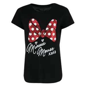 Jerry Leigh Women's Disney Minnie Mouse Glitter T-Shirt