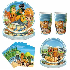 50pcs Italian Brainrot Magical Birthday Party Decorations, Disposable Paper Plates Cups Napkins, Colorful Prints, Fun Party Supplies