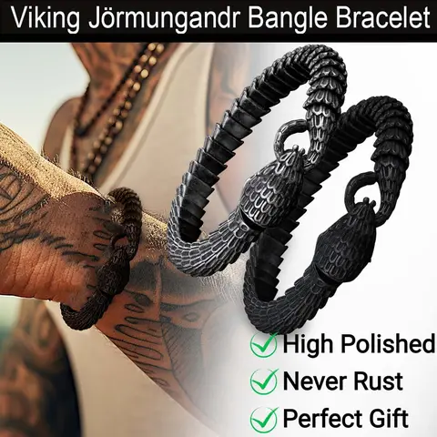 FaithHeart Viking Jörmungandr Bangle Bracelet Stainless Steel