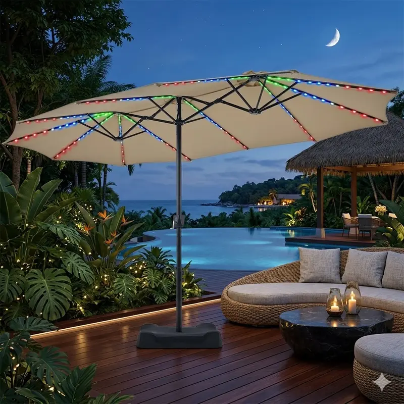 extra large patio umbrella for sale Amazon.com : Giantex 15ft Large Outdoor Umbrella Double-Sided, 48 Solar  Lights, Auto-Charging Solar Panel, Extra Large Patio Umbrella with Base and  Crank, Outdoor Market Umbrellas for Poolside Garden (Beige) : Patio, Lawn