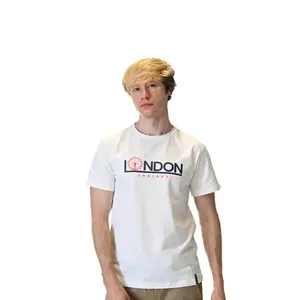 Sight of London White T-Shirt for Men - Slim Fitted Short Sleeve Crew Neck Casual Iconic Summer Tee with London Eye Design