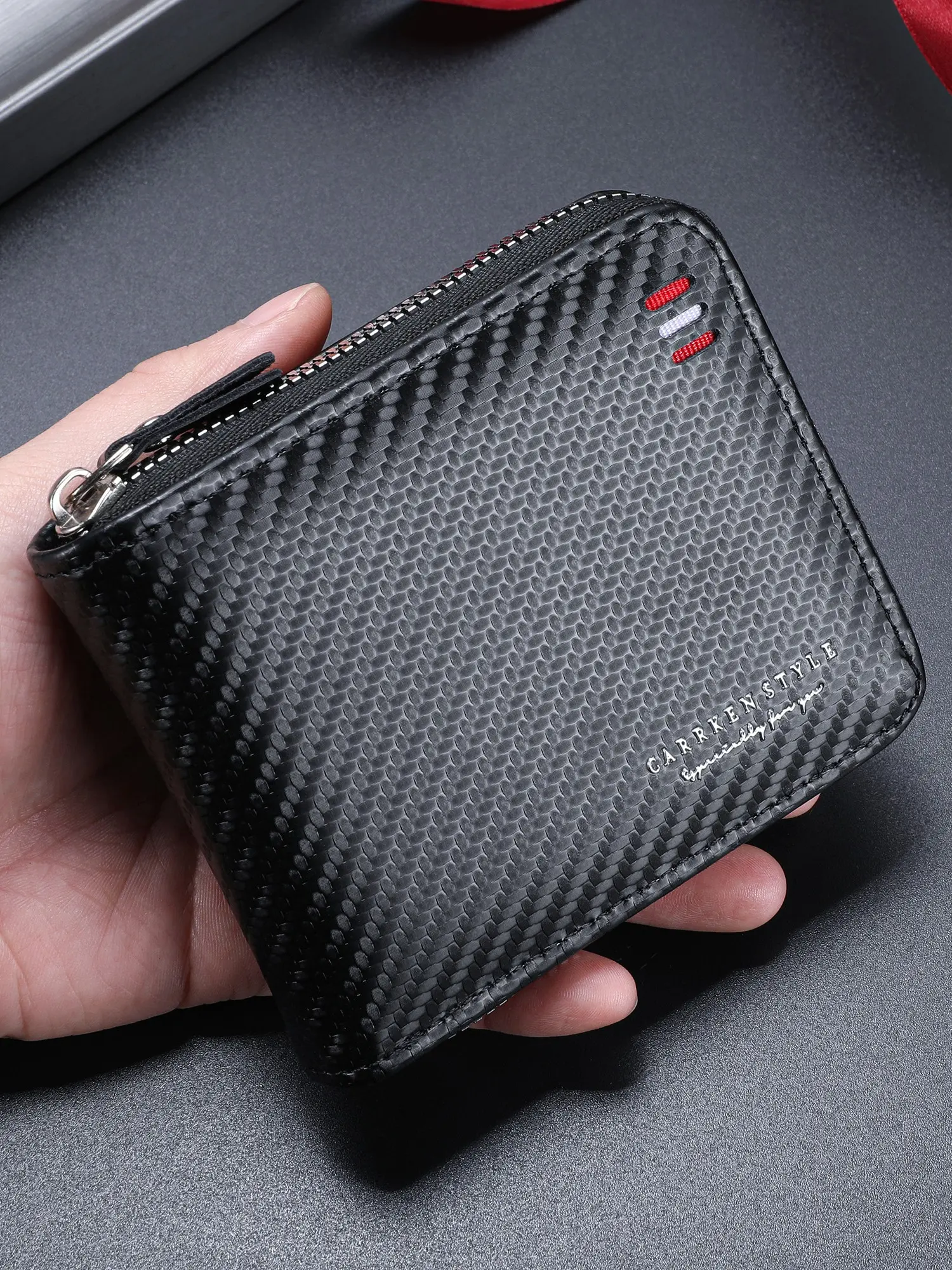 Men's New Multi-Card Slot Zipper Wallet, Business Fashion Wallet, Fashionable Short Design for Teens & Adults, Stylish Style Accessory, Zip around wallet