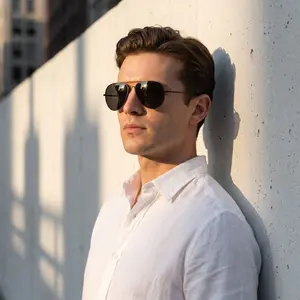 Unisex Polarized Aviator Sunglasses - Classic Matte Black Metal Frame Shades with Spring Hinges, UV400 Anti-Glare Eyewear for Driving & Travel