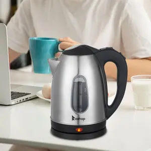 1.5L Stainless Steel Electric Kettle With Water Window, High-Grade Stainless Steel, 360°Rotation Base, Red Indicator Light, Auto Shut-Off, Boil Dry, Overheat Protection, Ergonomic Handle And Easy To Open Lid
