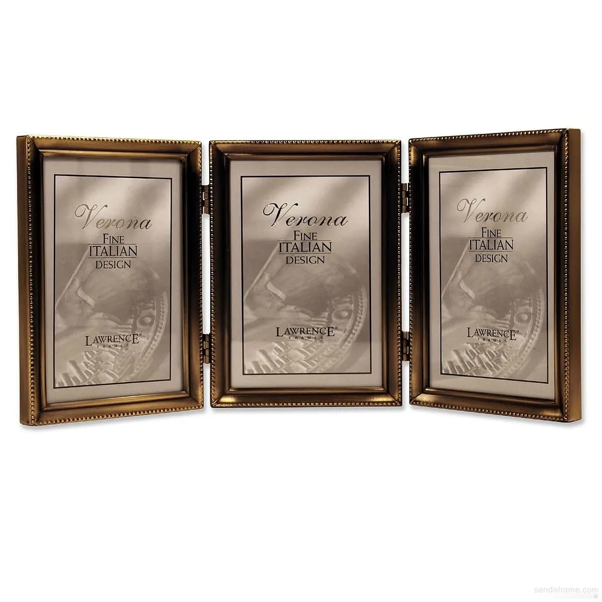 Lawrence Frames 3x5 Triple Photo Frame, Satin Gold Home Decor Piece, Shatter-Resistant Gift for Home Supplies Display, Glass