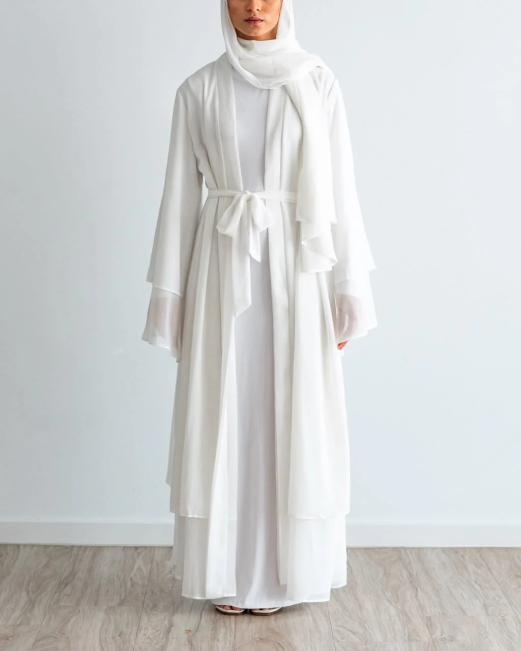 Aisha Abaya with Hijab - White