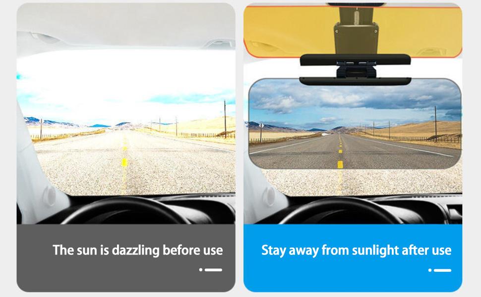 2 in 1 Universal Anti Glare Visor for Car, HD Car Visor Extender Sun Blocker  Day and Night Adjustable Angle Anti Dazzle and UV for Most Cars, SUV, Pickup Truck, MPV