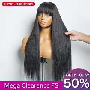 LIVE ONLY Mega Clearance[5 PCS] Breathable Cap Yaki Straight Ultra Natural Minimalist Lace Long Wig with Bangs