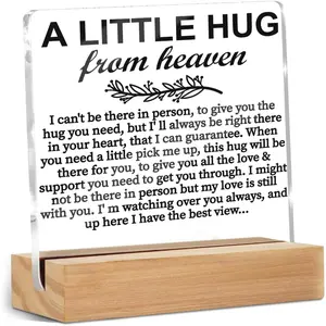 Memorial Gifts Acrylic Sign, a Little Hug from Heaven Remembrance Condolence for Loss of Loved One, A Letter From My Son In Heaven Table Decor Bereavement Gift, Sympathy Gifts for Mom Dad Couple
