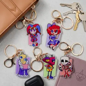 Cute Acrylic Keychain Set, Cartoon Circus Theme TADC Keyring, 5 Styles, Gift for Teens, Birthday Party Favor.