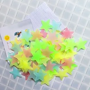 2pcs Glow in The Dark Wall Stars, 1.18 Inch Fluorescent Decals, Random Assorted Colors, Luminous Stickers for Bedroom Ceiling Decor