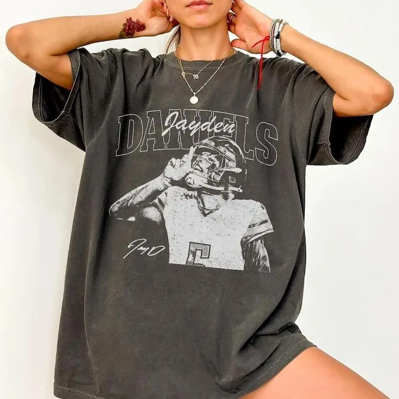 Comfort Colors Jayden Daniels Vintage T-Shirt, Jayden Daniels Retro Rap T-Shirt, Game Day Shirt, Football Shirt, Unisex Gifts For Football Fan