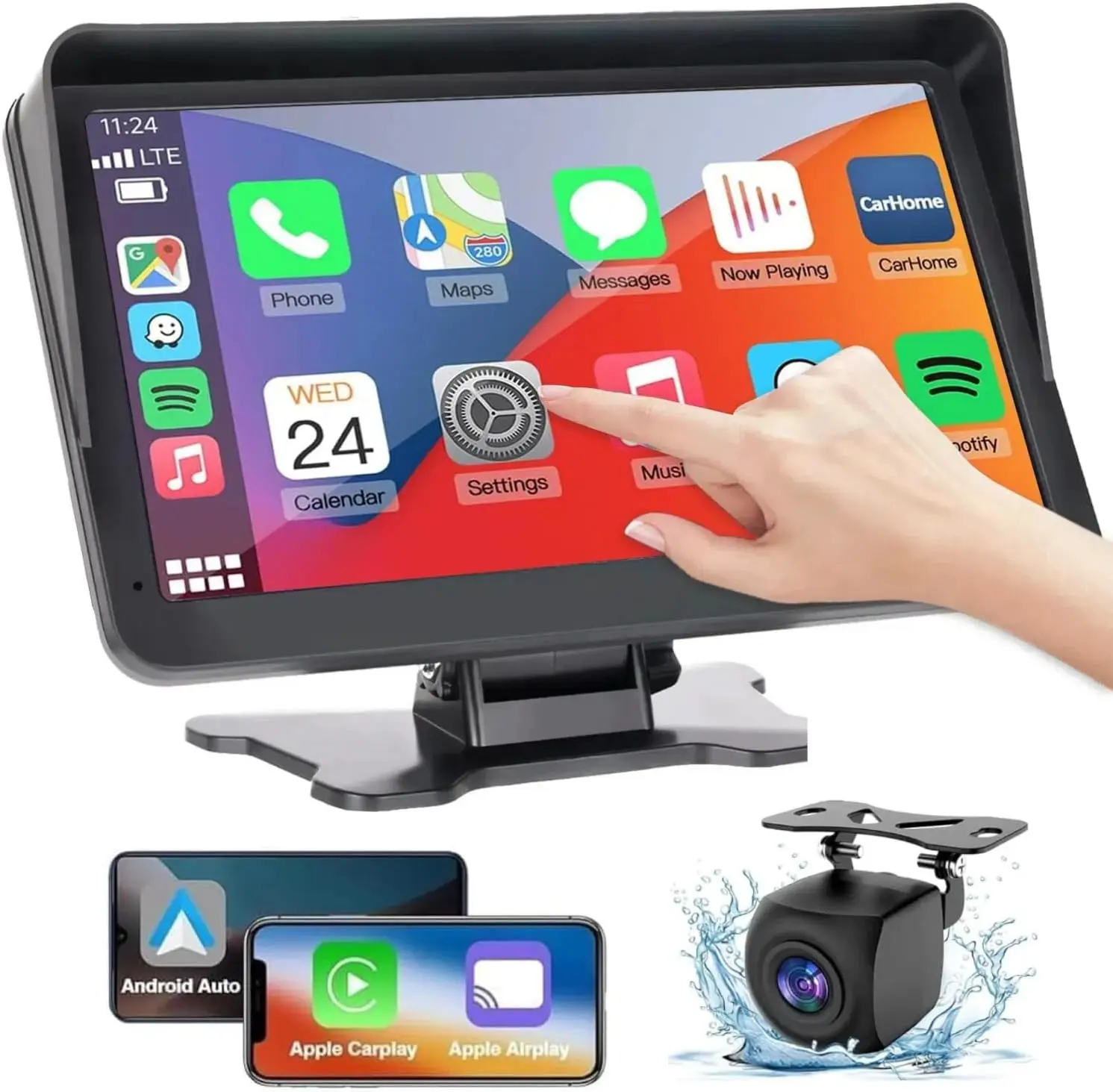 【HUICCN】2025 Portable Wireless Apple Carplay Screen Adapter,  Backup Camera, Fathersdaygift,Car stereo system,Car link it and GPS navigation,Dashboard ，Automotive，Carplay for any car. Vehicle