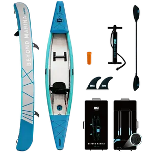 12'5" x 29.1" BEYOND MARINA Inflatable Kayak - Full Drop Stitch 1-2 Person Portable Kayak with Accessories for Solo Fishing & Lake Adventures