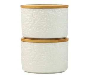 10 Strawberry Street Set of 2 Embossed Salt Cellars