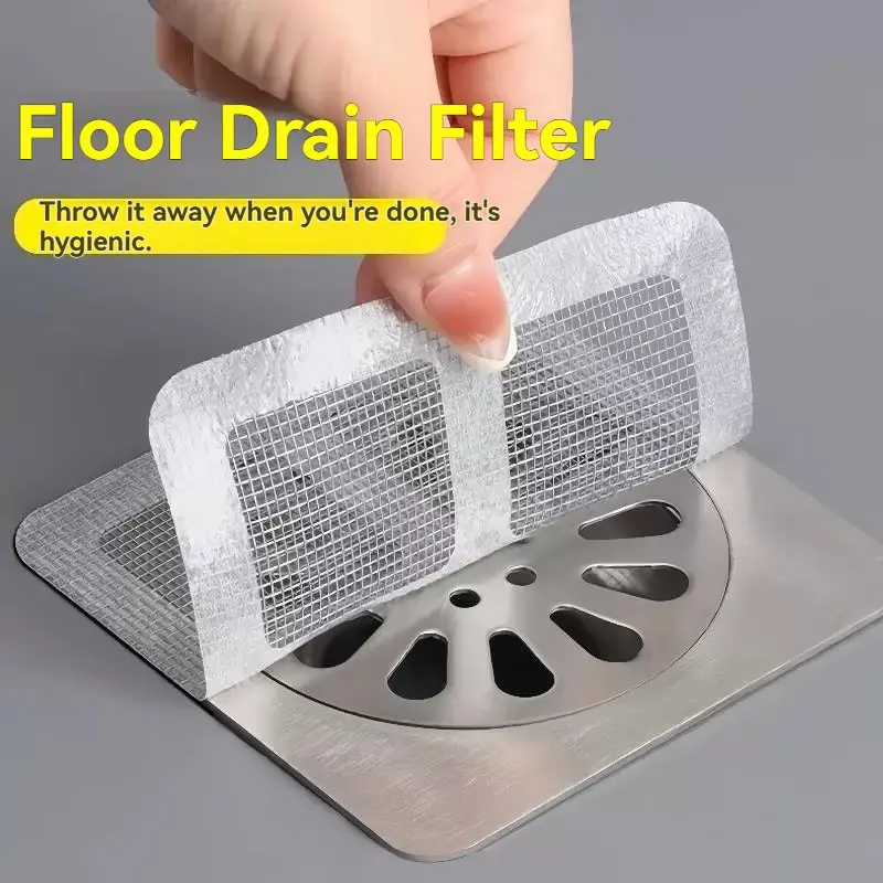 50pcs Hair Filter Mesh for Bathroom Drainage, Kitchen Sink Anti-Clogging, Insect Prevention Floor Drain Cover, Durable & Effective, Bathroom Accessory