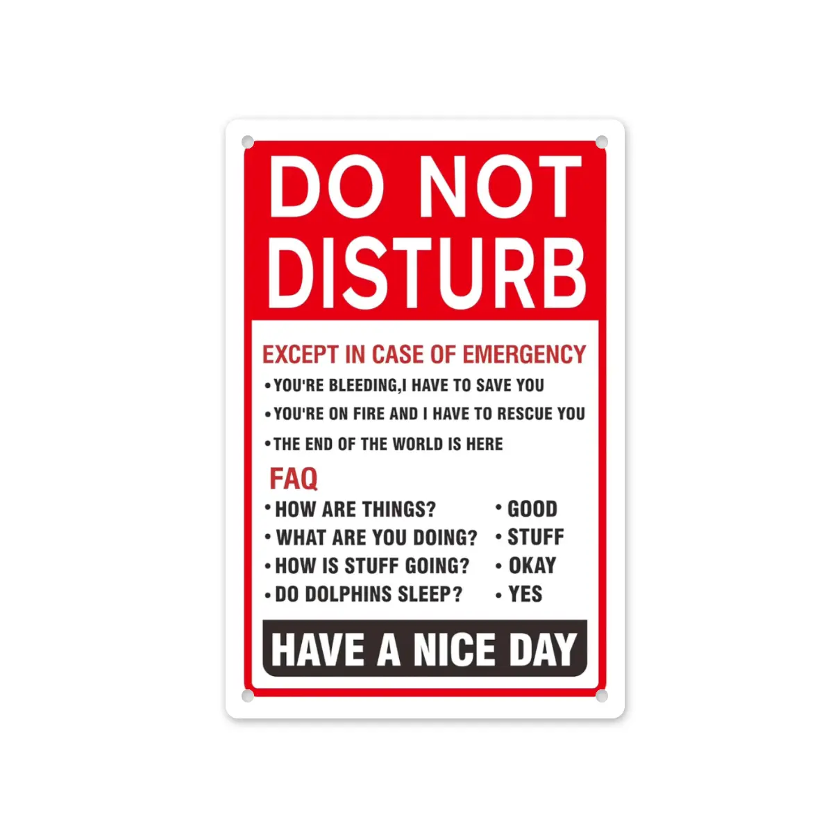 Retro Lightweight Aluminum Decorative "Do Not Disturb" FAQ List Red White Warning Tin Sign, 8x12in Aesthetic Home Signs, Weatherproof Anti-Scratch Bedroom Plaque, Office Door Wall Gift, Nail Display Compatible