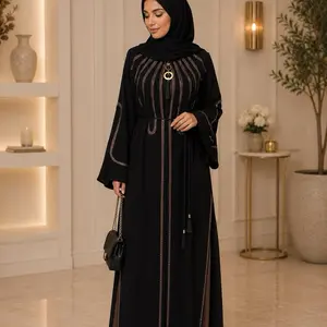Dubai luxury 1-piece abaya with matching hijab and belt