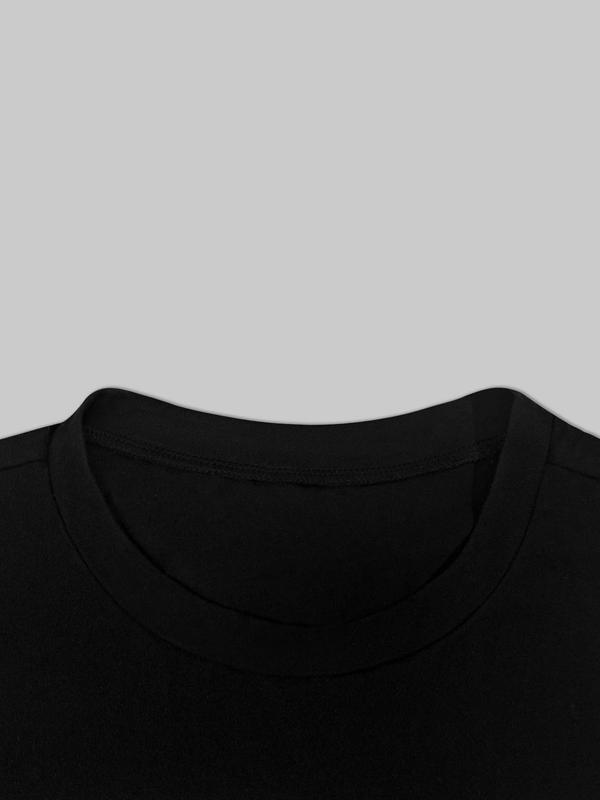 Four-Piece Set Women's Solid High Low Crop Tee & Cami Romper, Casual Short Sleeve Super Crop Top & Sleeveless Bodycon Romper, Summer Outfits 2025, Cute Summer Outfit