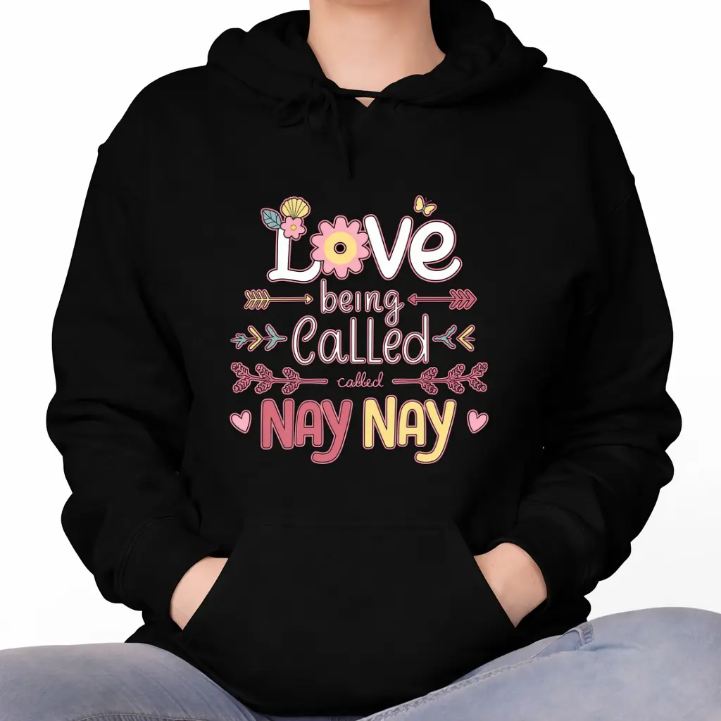 Plus-Size Women’s Long Sleeve Hoodie with Fun 'Nay Nay' Graphic – Cozy Crew Neck Design for Casual Spring and Summer Wear