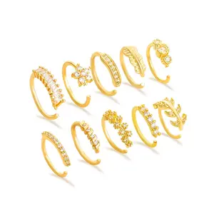 Creative and Personalized Leaves, Flowers with Diamonds, Nose Nails, Advanced Sense, Simple and Cold Wind, Puncture-free Nose Rings