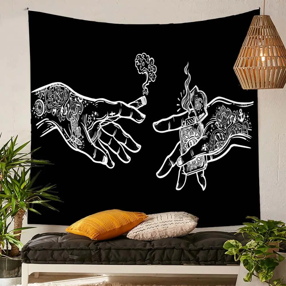 Handheld Lighter & Floral Pattern Tapestry for Room Decor, 1 Count Modern Abstract Art Tapestry for Home Decor, Modern Fabric Tapestry Poster Wall Han