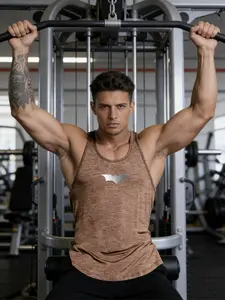 Men's American Vintage Fitness Vest, Retro Style Workout Tank Top, Comfortable Gym Wear, Casual Sports Clothing