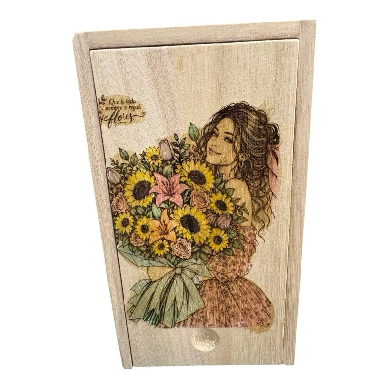 Personalized Floral Wooden Keepsake Box, Custom Name or Short Phrase, Ready to Gift