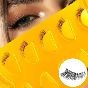 Wispy Cat Eye Half Lashes 5Pairs Clear Band Faux Mink Eyelashes Natural Short Fluffy Soft Reusable Daily Eye Lash Extension Tool Eyelashes Extensions