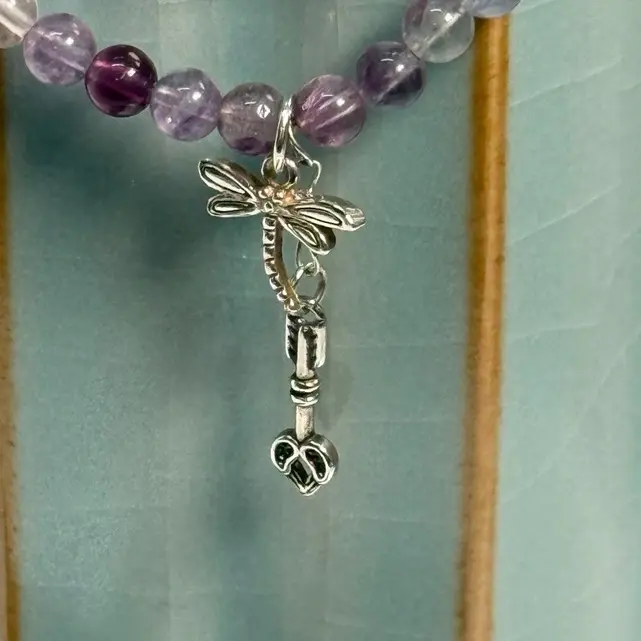 Precision Flight 925 Silver Fluorite Dragonfly Necklace