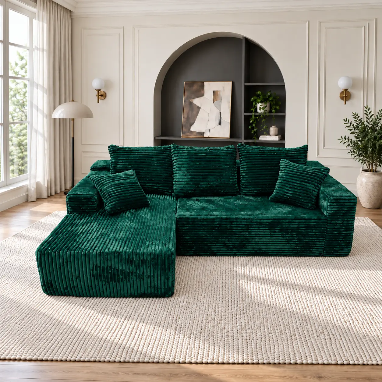 96" Modular L-Shaped Boneless Sectional Sofa Set, Chenille Cloud Couch with Chaise, Oversized, No Assembly Required，Available in multiple colors to suit your living room style.