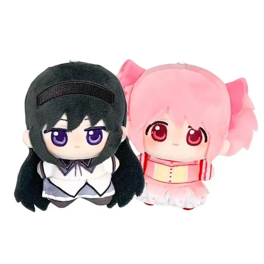 Japanese Anime Cute Magical Girl Doll Pendants - 2 10cm 80g Strawberry Kaname Madoka & Blueberry Akemi Homura Soft Plush Toys, Unisex Backpack Keychains, Anime Decor, Birthday Gifts, House Decoration