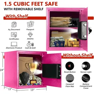 Safe Box 1.5Cubic Feet with Digital Password & Key Double Lock Reinforced Alloy Steel Protection for Documents Cash Jewelry