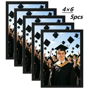 4x6 Black Photo Frame Set (5/10pcs) - DIY Framing Templates for Wall Mount, Tabletop Display, Home Decor (Graduation & Family Photos)