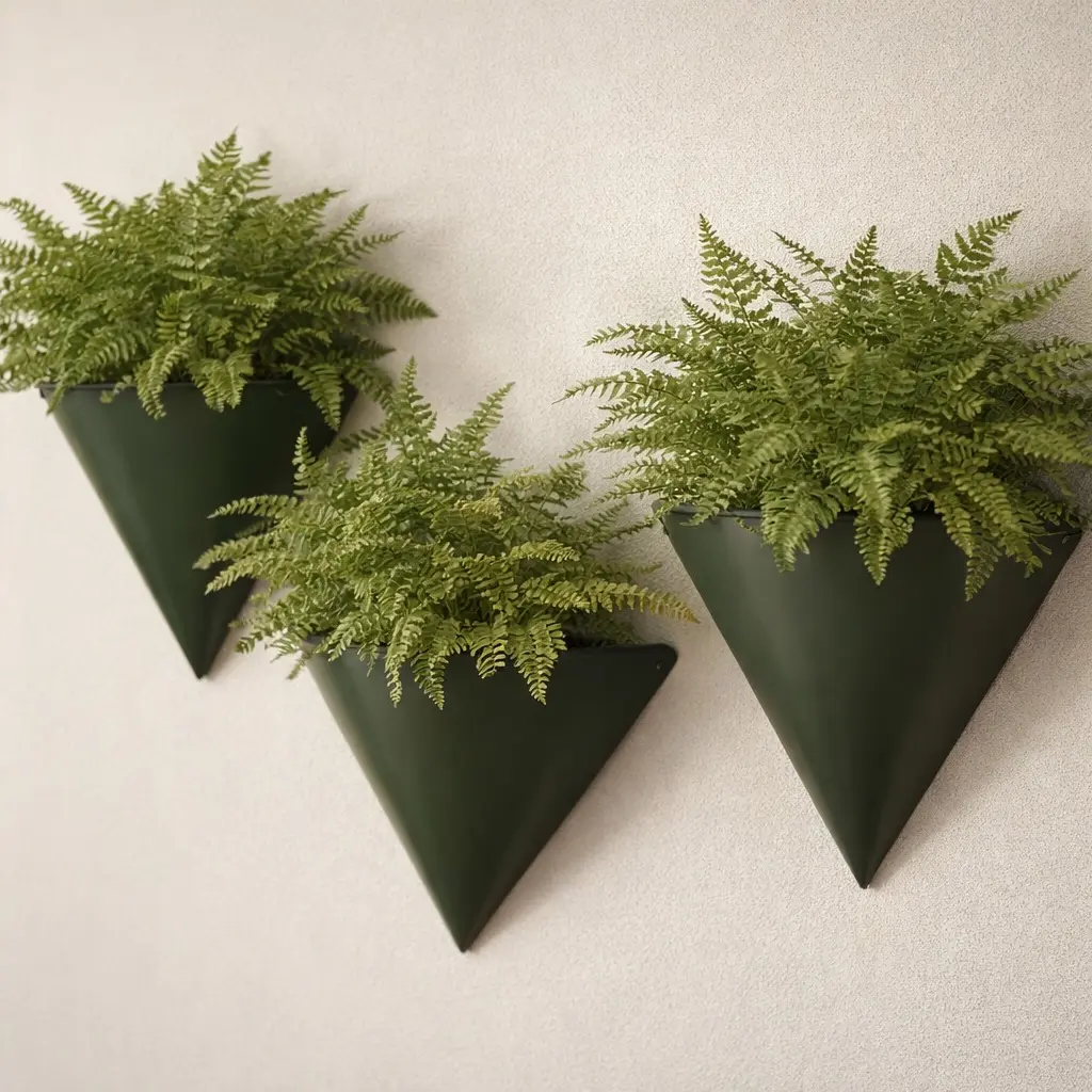 Minimalist Geometric Triangle Wall Planter, Durable Self-Watering Indoor Vertical Garden Pot for Home Improvement