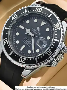 Men's Mechanical Watch, Business Fashion Watches, Round Analog Dial, Automatic European & American style Submariner series Blackwater Ghost, circular dial, automatic winding, hollow design, Silicone Strap, Business & Casual Wear, Waterproof Wristwatch