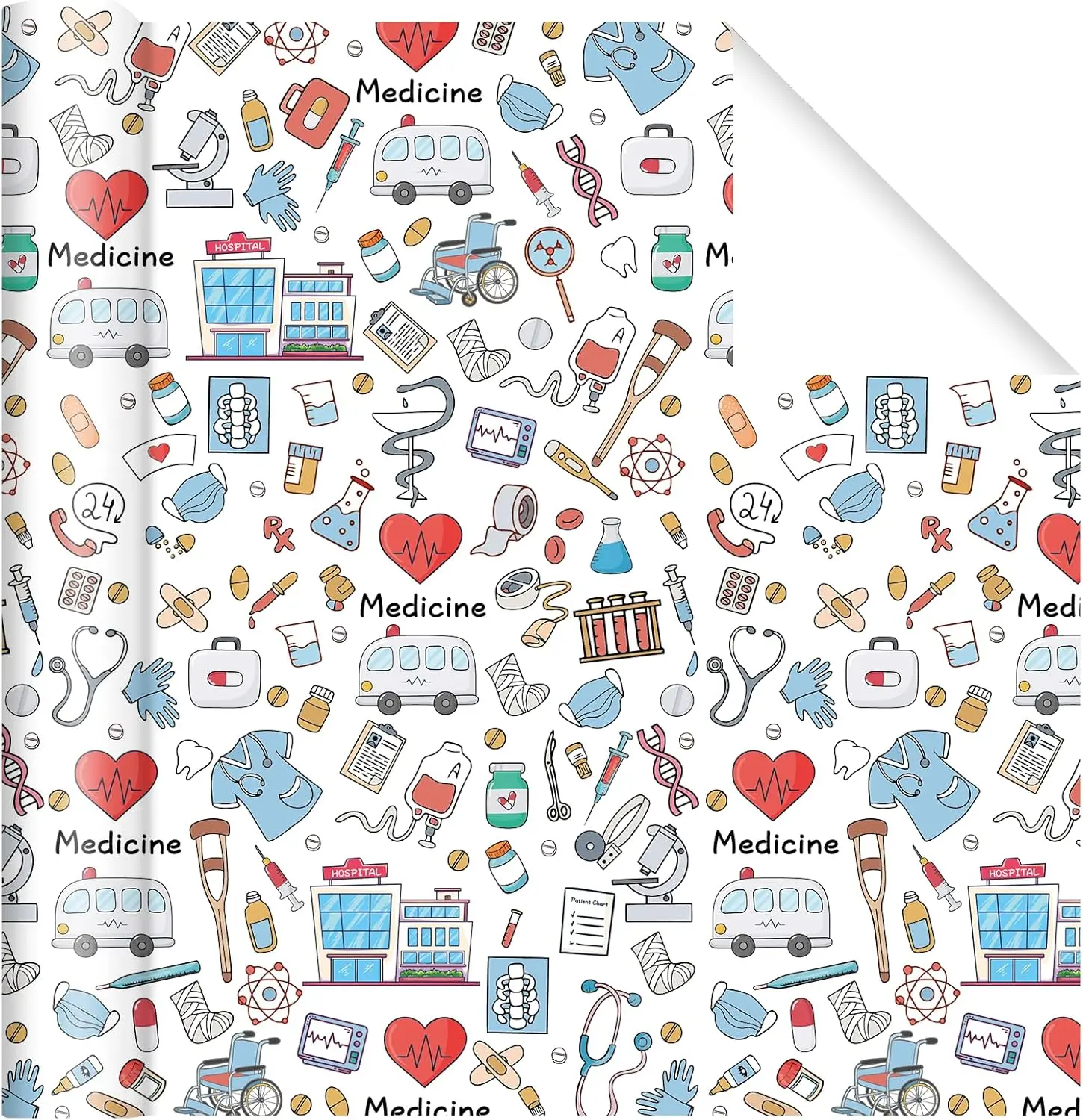 Medical Wrapping Paper - Doctor Nurse Hospital Theme Gift Wrap for Healthcare Parties | Gift Wrapping Paper