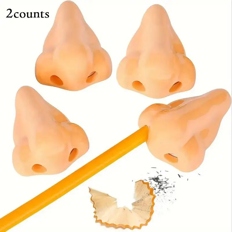 Nose Shaped Pencil Sharpener, 2 Counts Creative Funny Nose Design Pencil Sharpener, Novelty Pencil Sharpening Tool for Students Boys Girls